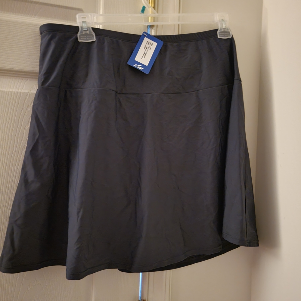 Women's Grey A-Line Swim Skirt